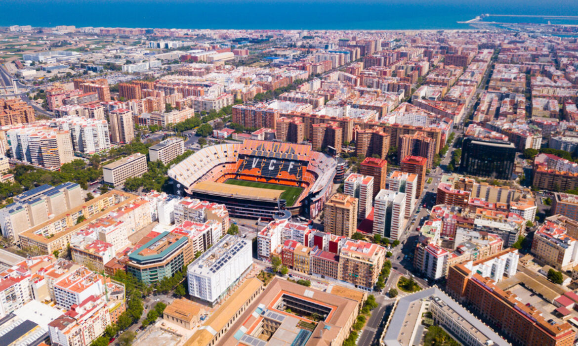 Top view of the new Mestalla stadium. Valencia, Spain