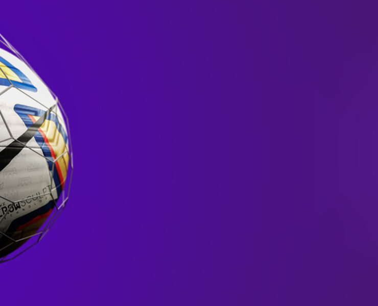 3D render of Premier League ball in the net