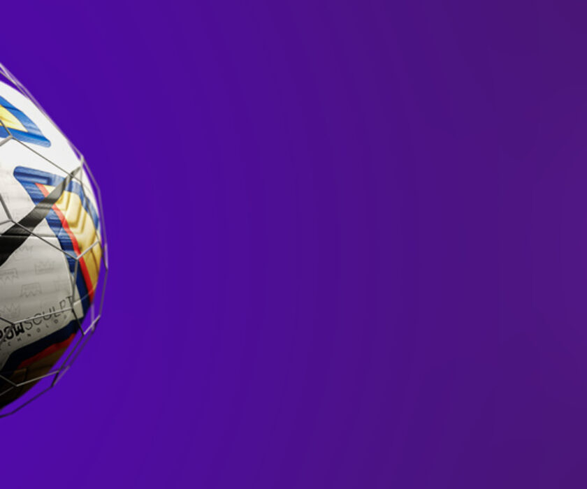 3D render of Premier League ball in the net