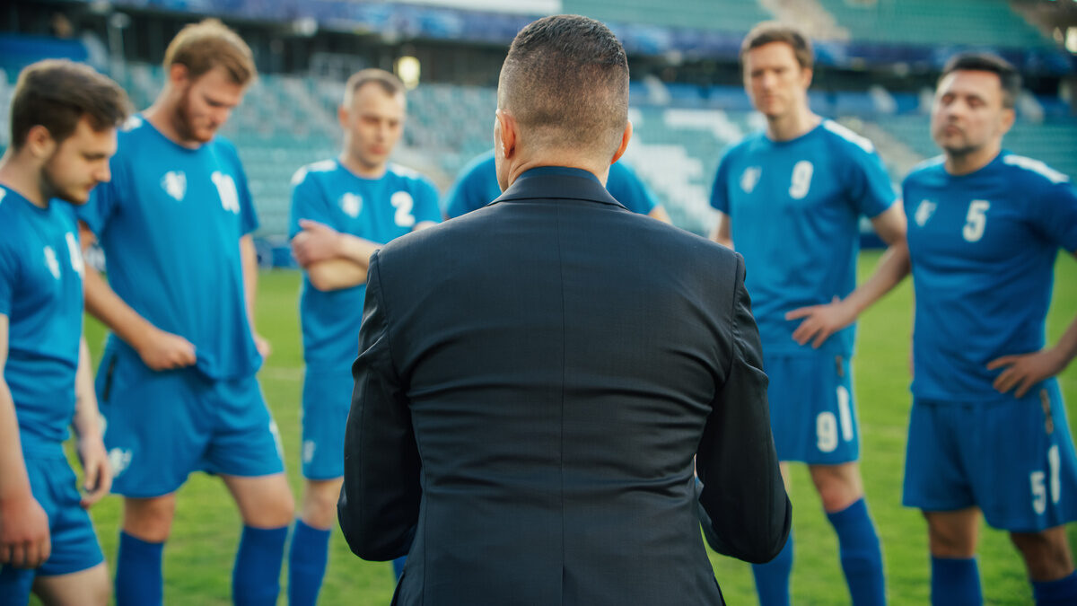 Soccer team with their coach