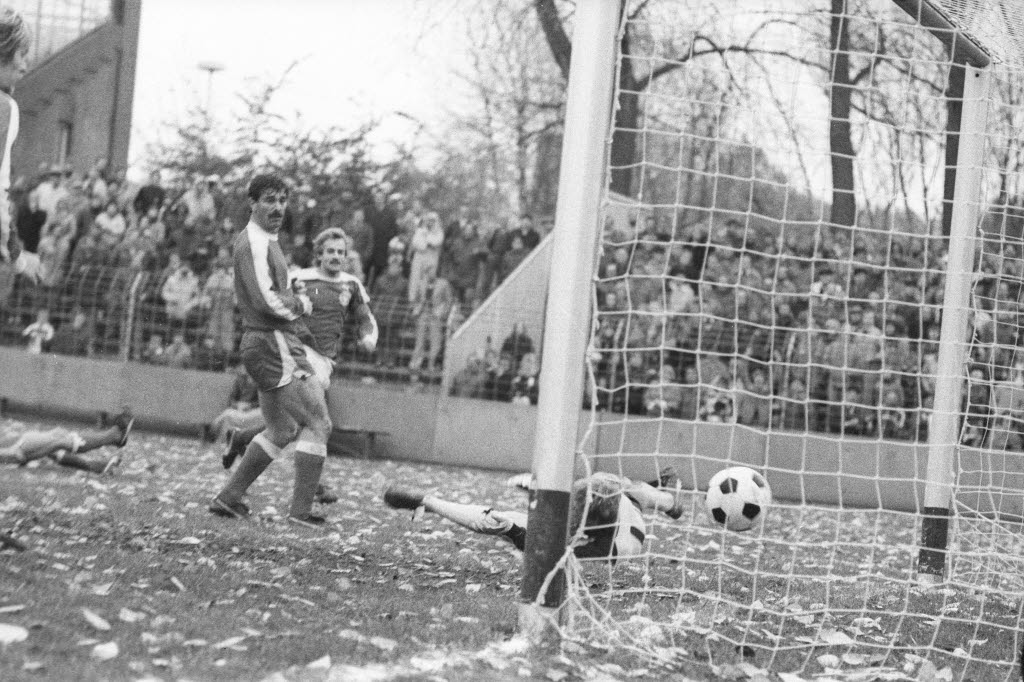 black and white photo of Oberligas football match