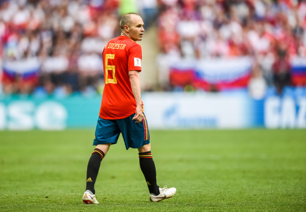 Spanish football player Andres Iniesta during a soccer match