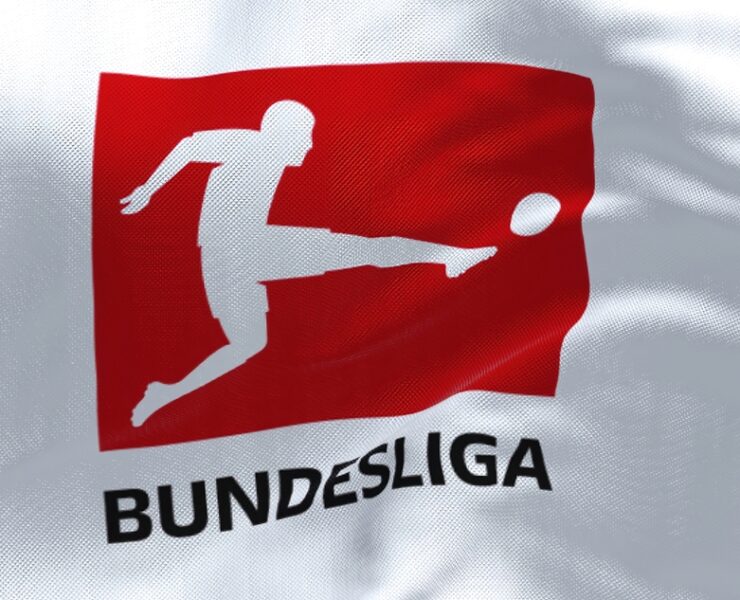 Close-up of the Bundesliga flag waving in the wind