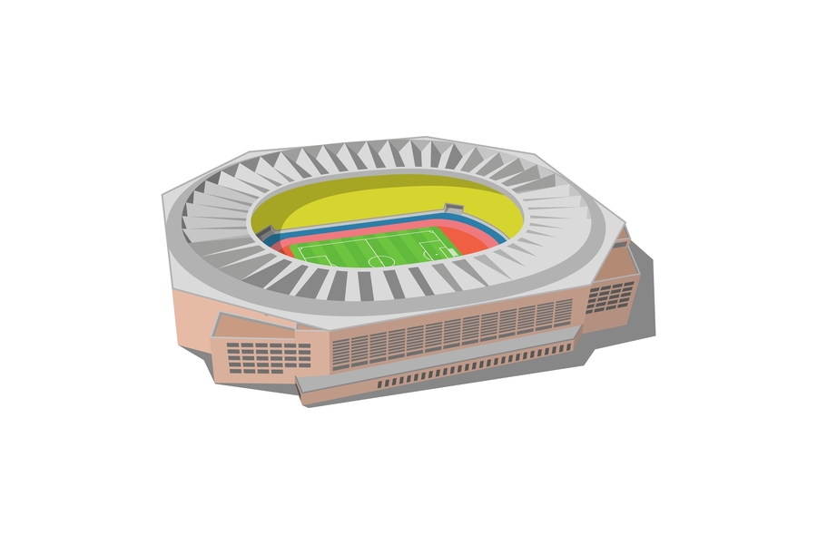 Illustration of Estadio La Cartuja (Cartuja Olympic Stadium) in Seville, Spain. Multipurpose sports venue. 