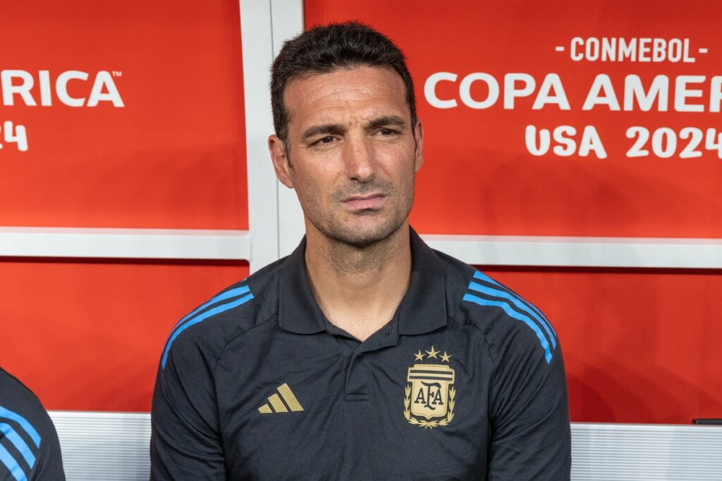 Lionel Scaloni football manager on stadium before semifinal match