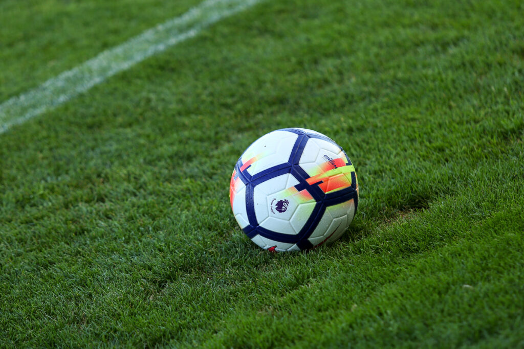 Close-up of Official Premier League Ball on the football pitch