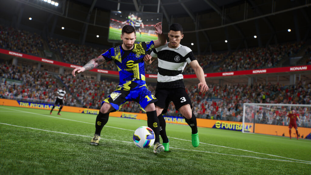 An image of football (soccer)  console/mobile game, eFootball, featuring Leo Messi