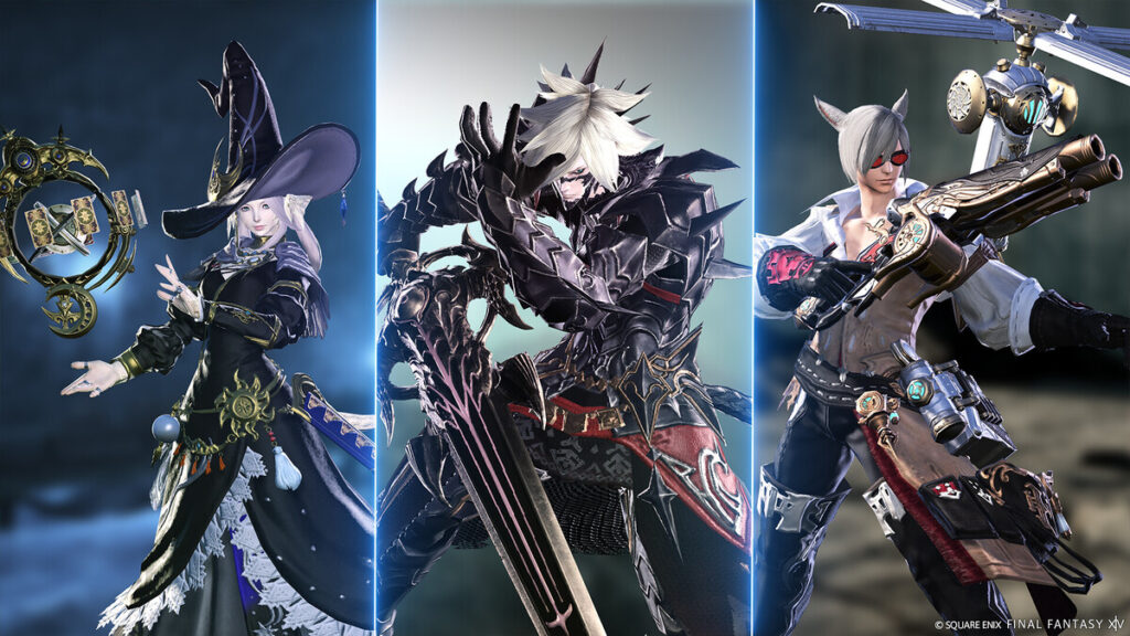 Multiple high-geared jobs from online MMO game, Final Fantasy XIV by Square Enix