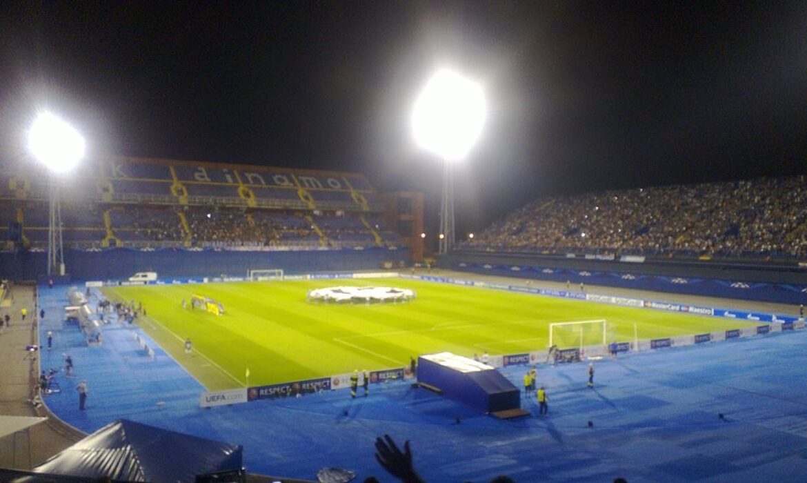Moments before the opening kickoff of the 2012-13 UEFA Champions League play-off match between Dinamo Zagreb and Maribor.
