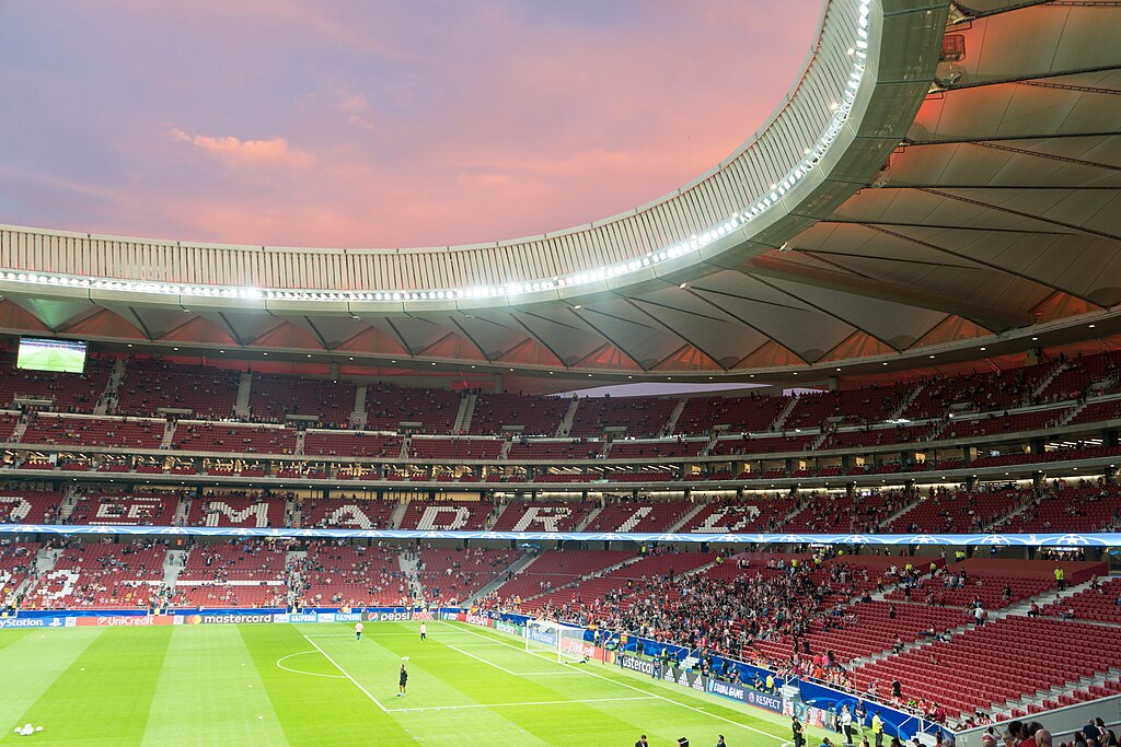 Estadio Metropolitano de Madrid with sunset