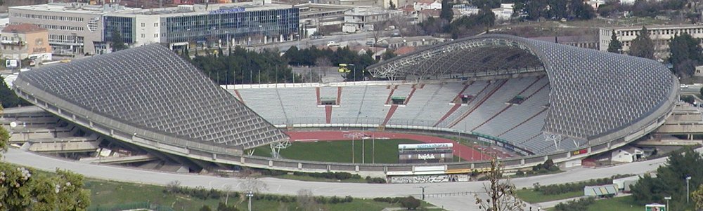 Split stadium aerial shot