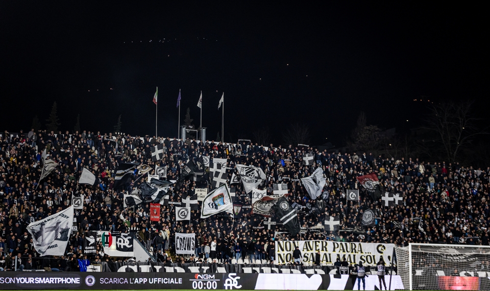 Serie A game between Spezia Calcio and Inter Milan; Fans of Spezia before game