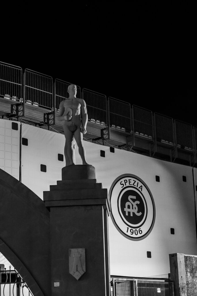 he entrance of the Alberto Picco Stadium. Black and white version. 