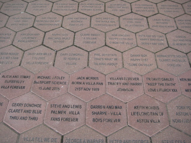 Paving stones with fan names, Villa Park