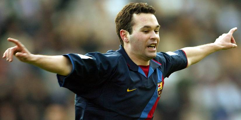 The young player, Andres Iniesta playing for FC Barcelona