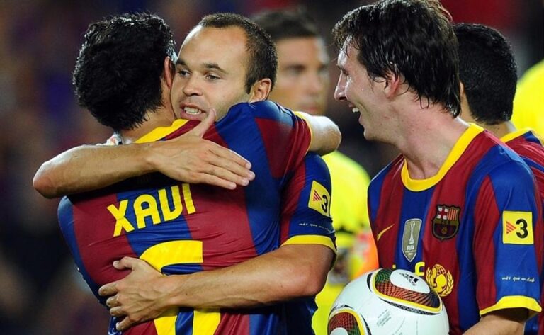 Xavi Hernández, Andrés Iniesta e Lionel Messi