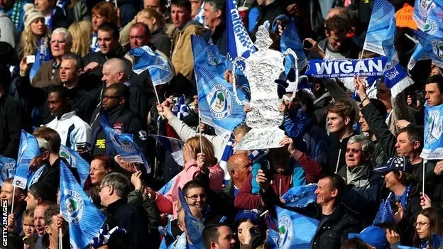 Wigan fans during the Champions League finals