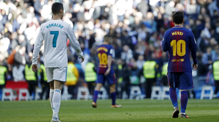 Cristiano Ronaldo and Lionel Messi in the “El Clásico”
