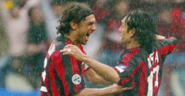 Paolo Maldini and Alessandro Nesta as AC Milan defenders