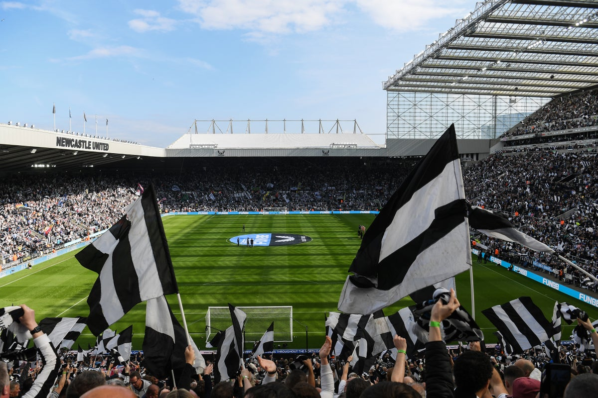 crowd cheering for Newcastle United during a game on their stadium