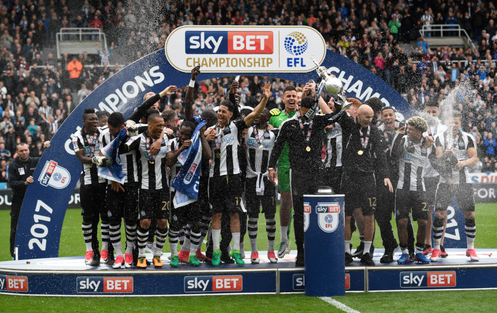 Newcastle United team after a victory 