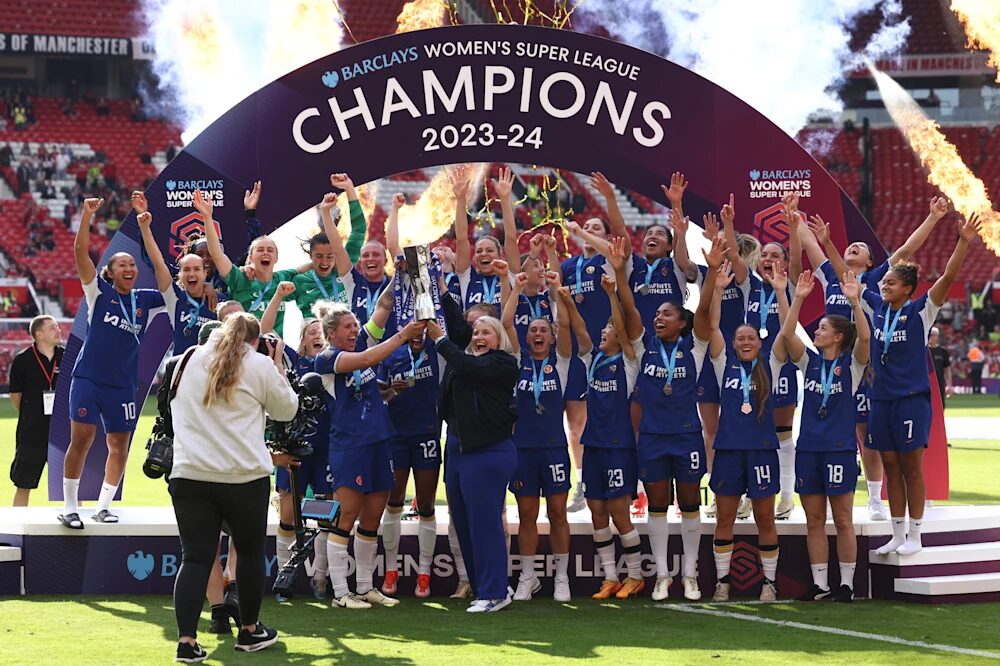 Chelsea's Women's Team celebrating a tournament victory