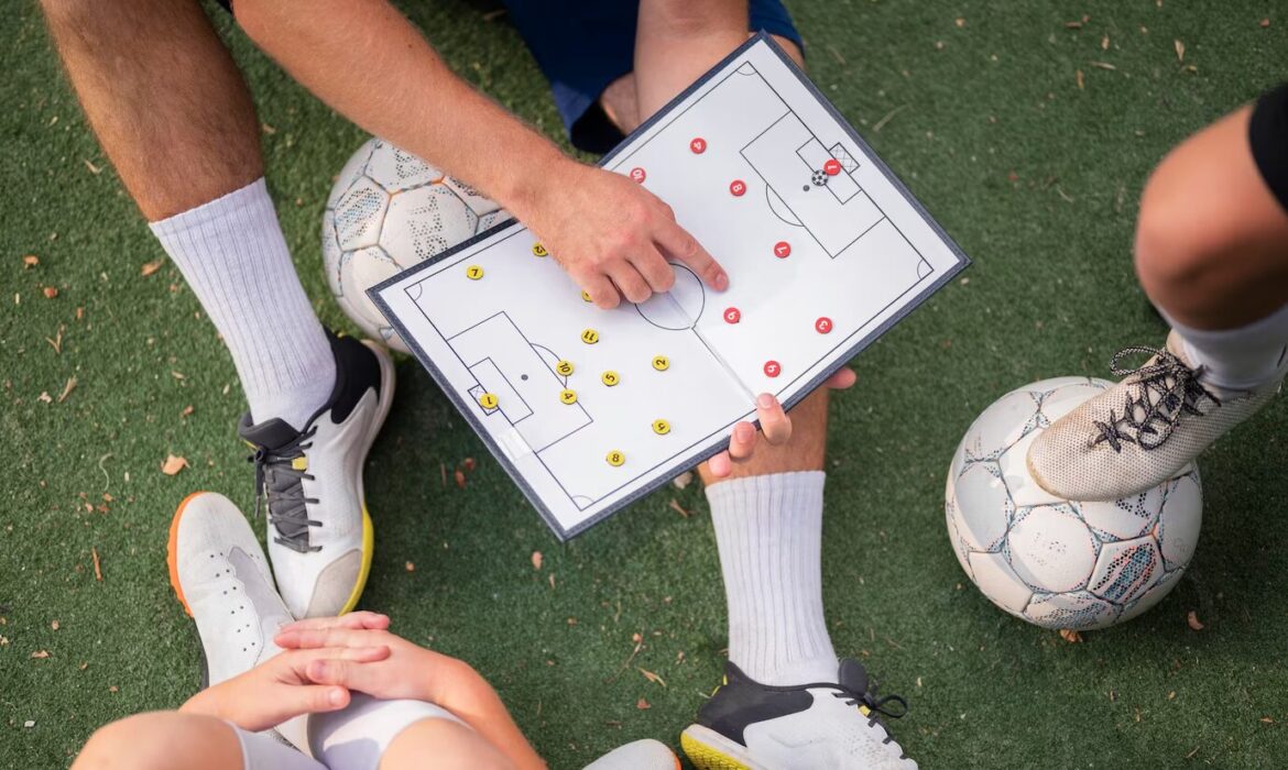 coach discussing strategies with players