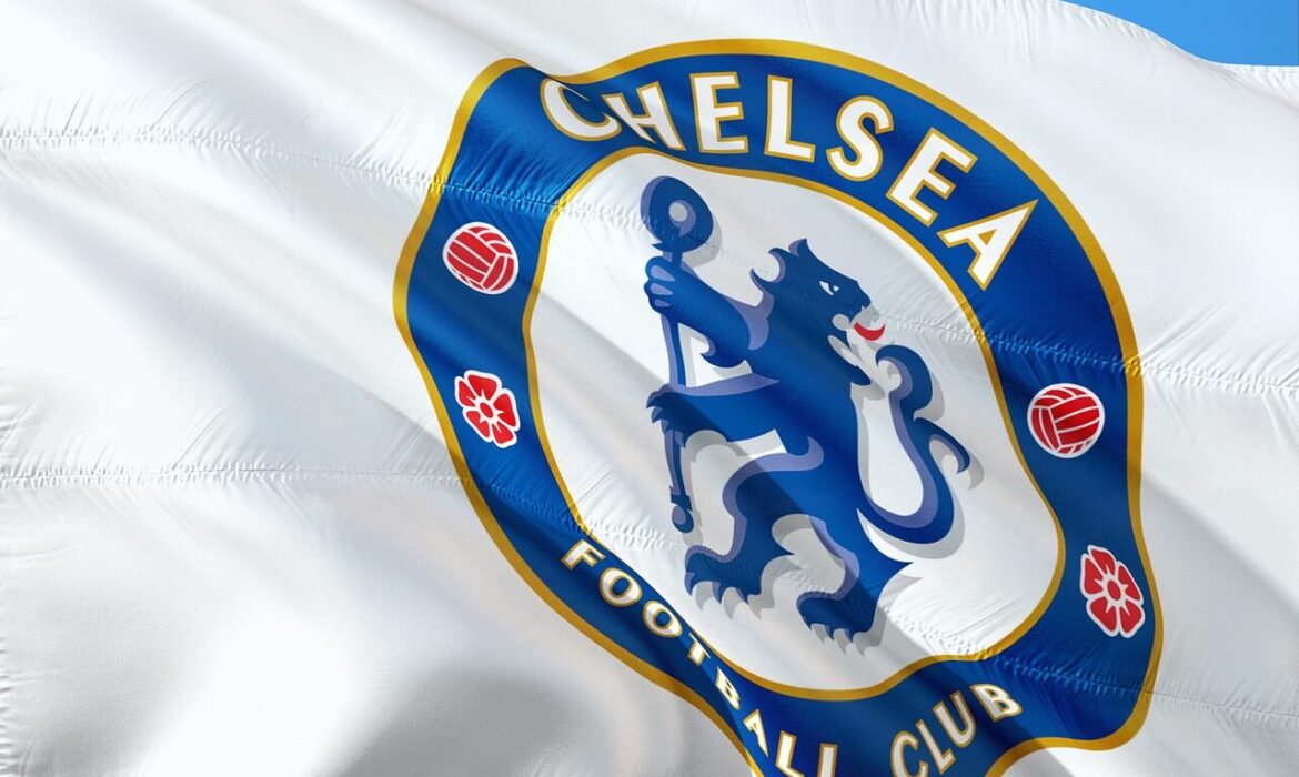 image of a flag with the logo from Chelsea FC