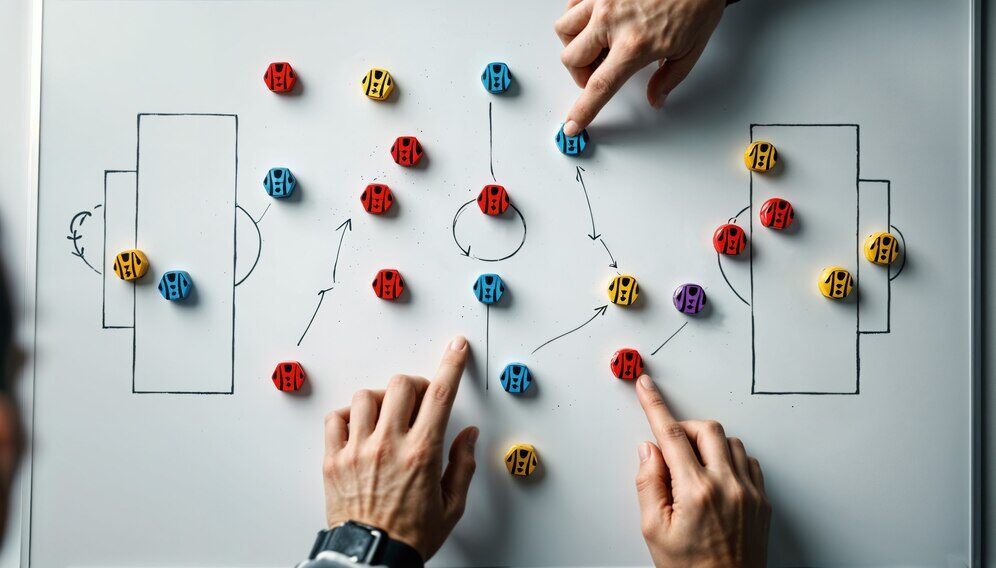 people discussing football tactics