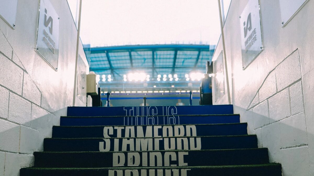 stairs from Stamford Bridge stadium that lead to the field entrance