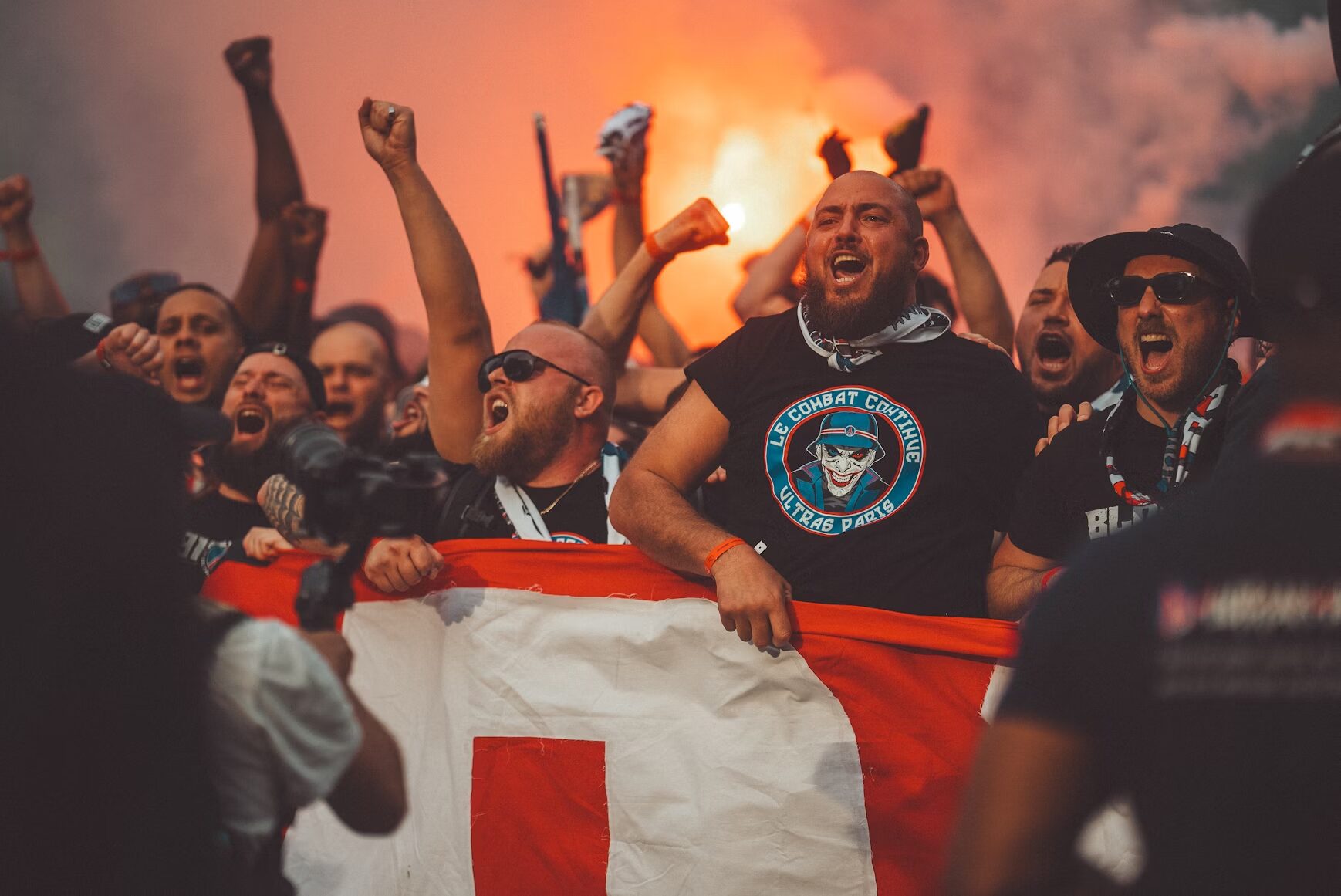 football fans celebrating before a match
