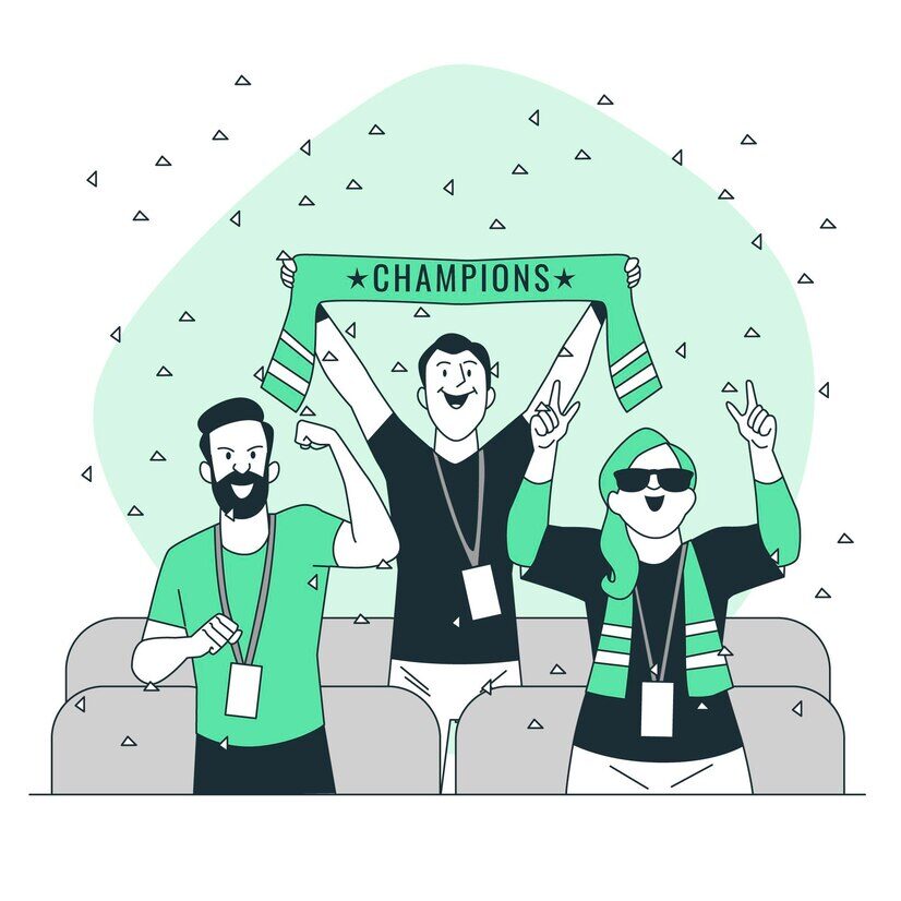 illustration of people celebrating a football game