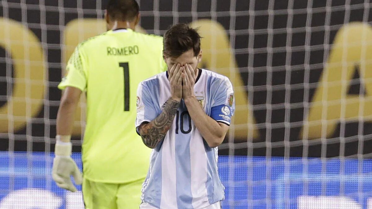 Messi crying after loosing to Chile