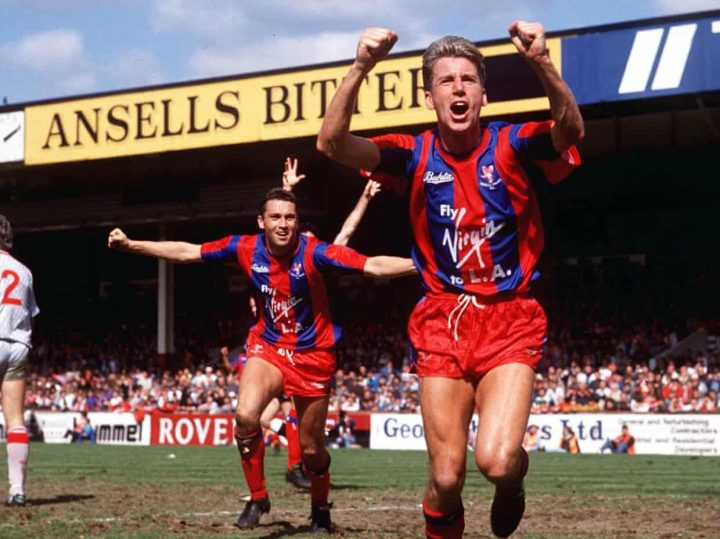 Palace’s Alan Pardew celebrates after heading the winner in extra-time.