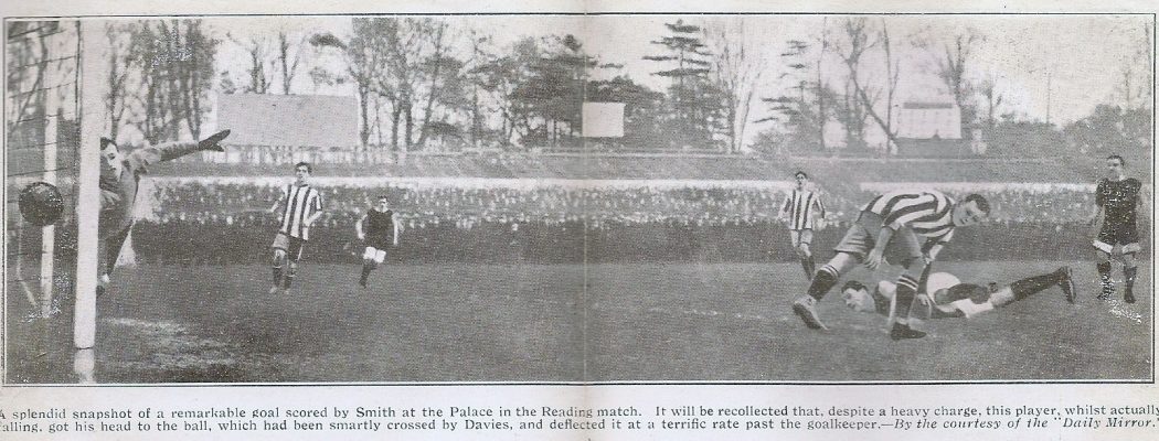 Ted Smith scoring a head goal for Crystal Palace